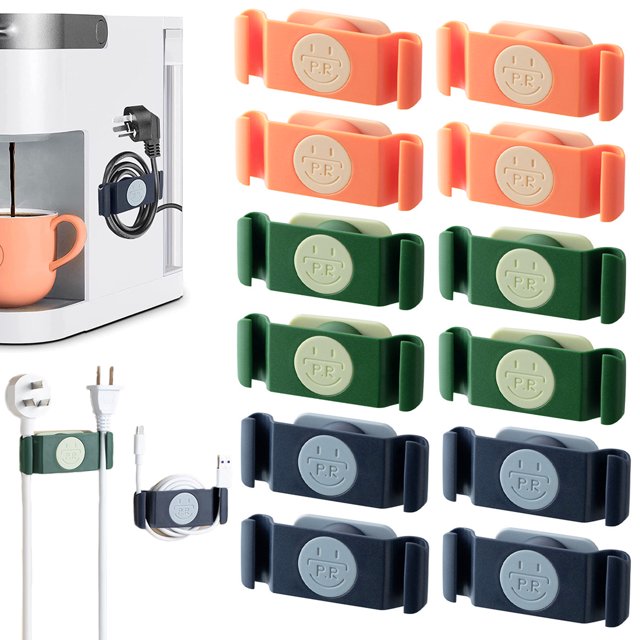 Muyoka Organizador de cables de 12 piezas, envoltorio de alambre autoadhesivo, rotación de 360°, mini soporte de gestión de cables para electrodomésticos de cocina, cafetera, olla a presión, freidora Muyoka Hogar