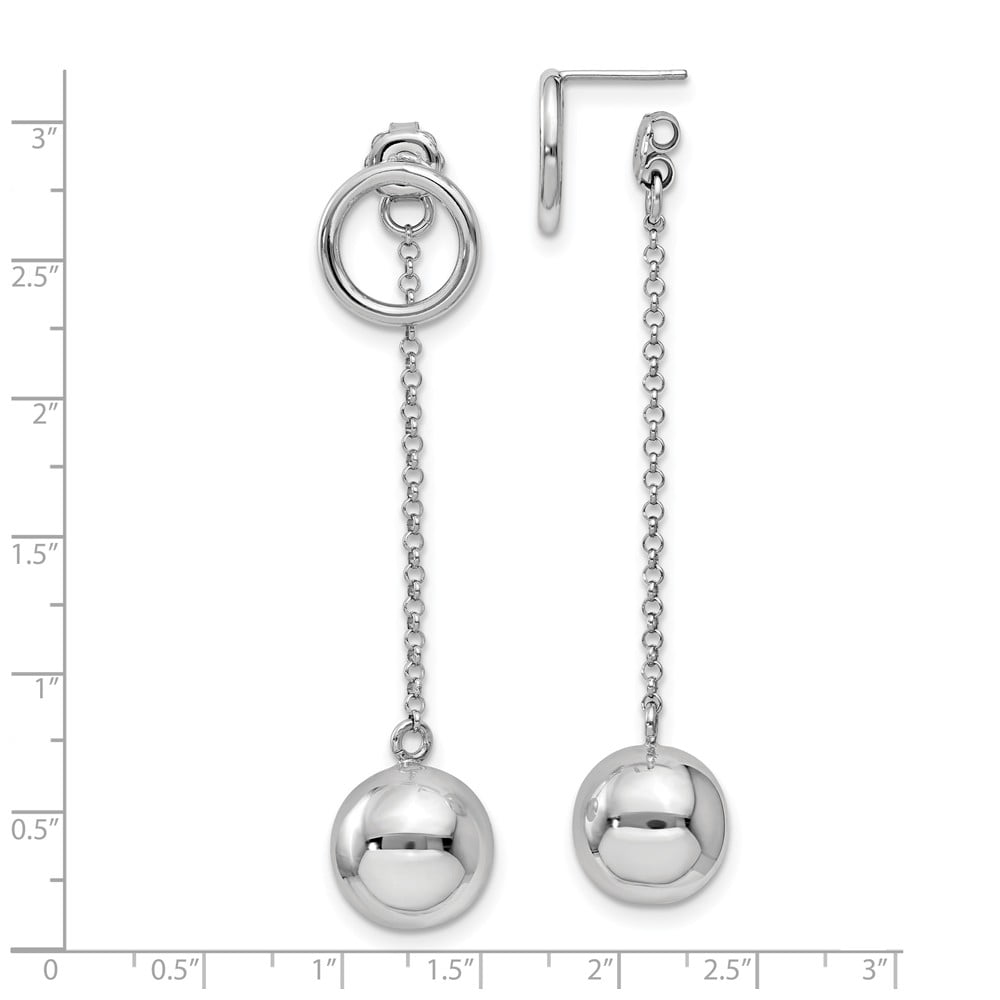925 Sterling Silver Dangling Polished Ball Leverback Earrings