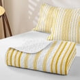 thumbnail image 4 of Castle Fairy Vintage Vertical Stripe Bed Spread Queen 3pcs,Abstract Thin Line Queen Coverlet Set,Gold Cream White,1 Quilt and 2 Pillowcases, 4 of 7