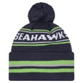thumbnail image 2 of Men's New Era College Navy Seattle Seahawks Classic Cuffed Knit Hat with Pom, 2 of 2