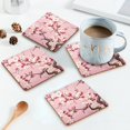 thumbnail image 3 of Coasters for Drinks Bar Beer,Set of 4 ,Square Wooden Housewarming Gift,Cherry Blossom Mural In The Style Of Chinese Art, 3 of 6