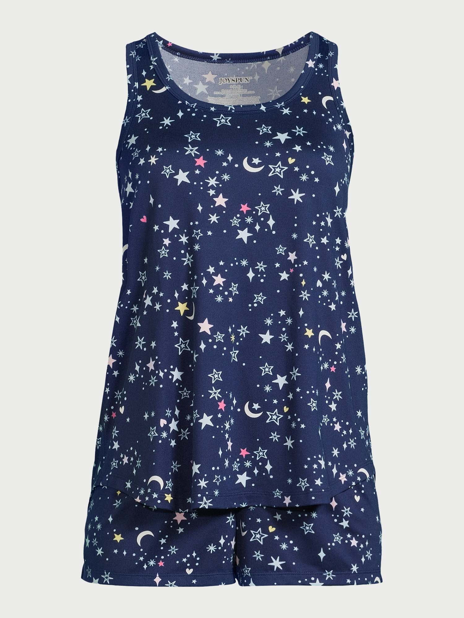 Joyspun Women's Print Tank Top and Shorts Pajama Set, 2-Piece, Sizes S to 3X