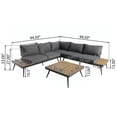 thumbnail image 6 of 4-Piece Outdoor Aluminum Sectional Sofa Set with Table, Grey with Wood Grain Look, 6 of 10