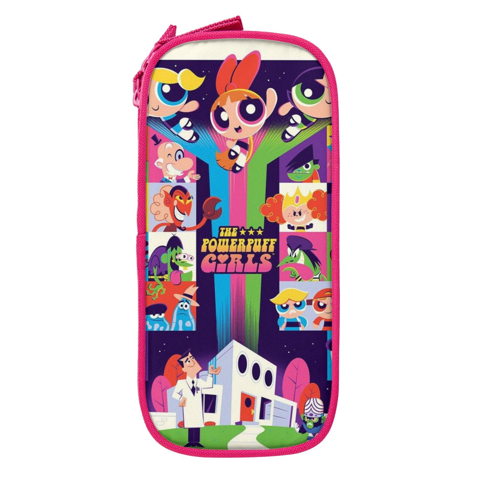 The Powerpuff Gi-rls Pencil Case Large Capacity Pencil Pouch Penbag Office Stationery Organizer Travel Makeup Bag Pink