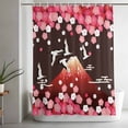 thumbnail image 5 of Black Mountains Long Shower Curtain Set, Waterproof Shower Curtains for Bathroom, Modern Aesthetic Cherry Blossoms Cranes Washable Fabric Bath Curtain for Bathtub Decoration with Hooks 72x84 Inches, 5 of 9