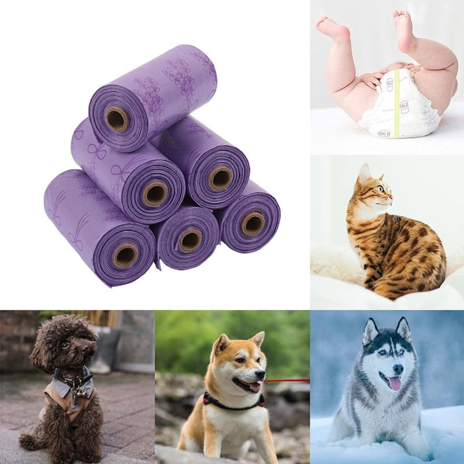 Biodegradable Pet Waste Bags, 18 Rolls (270 Count), Purple Flat Top, Boxed, 1.3-mil Thickness - Eco-Friendly, Durable, Easy-to-Use Flat Top Design, Organized Boxed Storage - For Dogs, Puppies, Outdoo