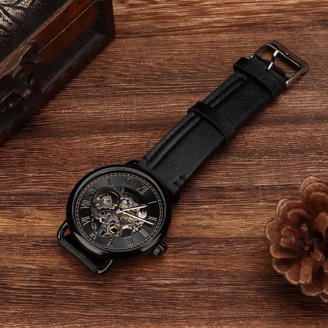 Reloj De Pulsera De Moda Reloj Mecánico Semiautomático Con Patrón Hueco Para Hombre