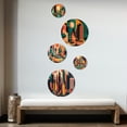 thumbnail image 3 of Designart "Vibrant and Colorful Urban Skyline I" City Art Deco Metal Wall Art Set of 5 Piece, 3 of 5