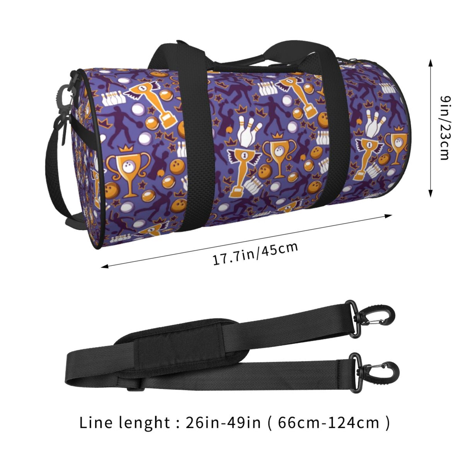Vsdgher Bowling Game 45L Foldable Duffel Bag, Sports Gym Bag,Overnight Bag, Portable Weekender Bag for Airplanes