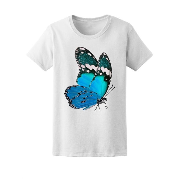 Beautiful Pale Blue Butterfly T-Shirt Women -Image by Shutterstock, Female Medium