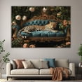 thumbnail image 6 of Mudket Framed Leopard on Teal Velvet Sofa Canvas Wall Art, Floral Leopard Print Wall Decor for Living Room, Luxury Animal Wall Art Ready to Hang - 12"L x 8"W, 6 of 10
