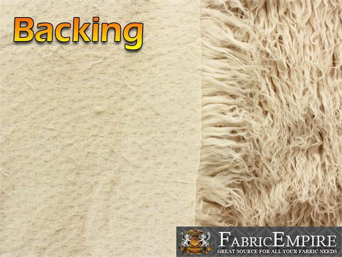 Faux Fur Long Pile Curly Fabric ALPACA LATTE CREAM / 60" Wide / Sold by the Yard