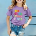 thumbnail image 2 of PMVFHDE T-Shirts Graphiques pour Filles, Hauts d'Été Mignons pour Filles, Robe T-Shirt pour Filles, Hauts Décontractés pour Filles, Hauts d'Été Imprimés Colorés pour Carnaval d'Enfants, Col Rond, Manches Courtes, Violet, 6-7 Ans, 2 of 4