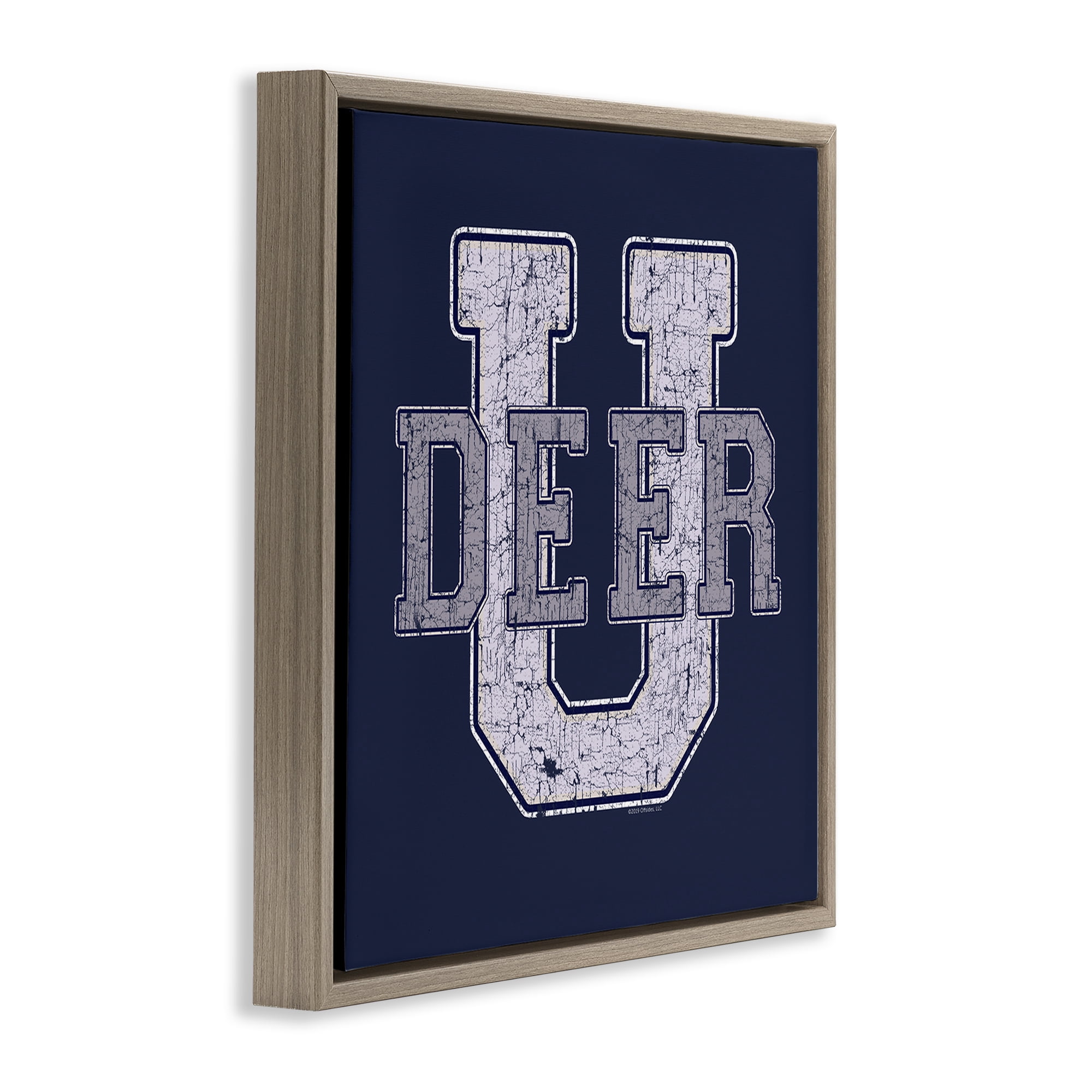 Stupell Industries Deer U College Varsity Novelty & Humor Painting Brown Floater Framed Canvas Art Print Wall Art, 18 x 18