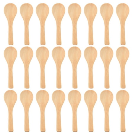

50 Pieces Small Wooden Spoons Mini Nature Spoons Wood Honey Teaspoon Cooking Condiments Spoons for Kitchen (Light Brown)