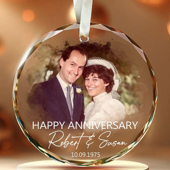 Personalized 50th Wedding Anniversary Ornament, Custom Vintage Wedding Ornament, Anniversary Gift For Mom And Dad, Gift For Grandparents