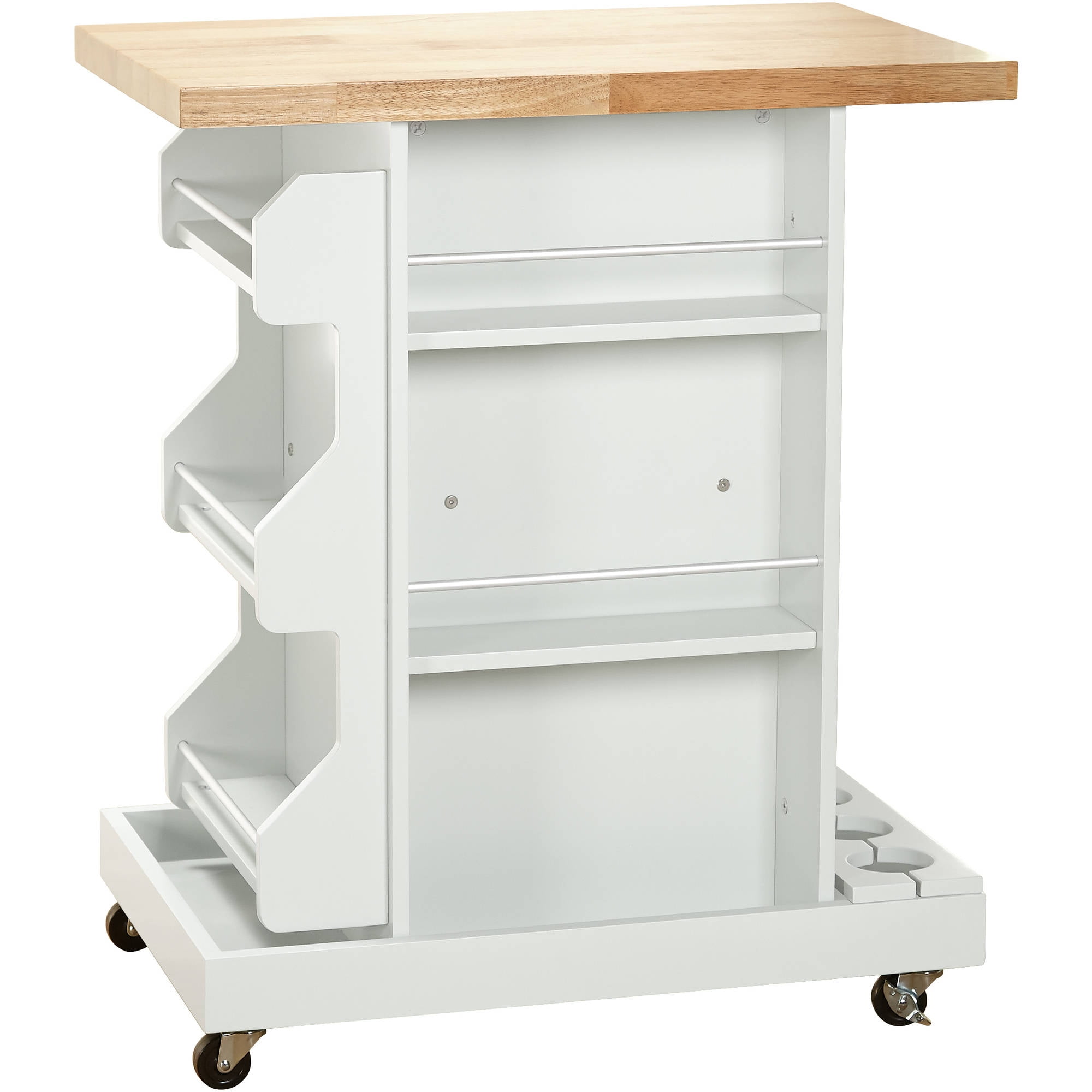 TMS Hampton Rubberwood Kitchen Cart, White