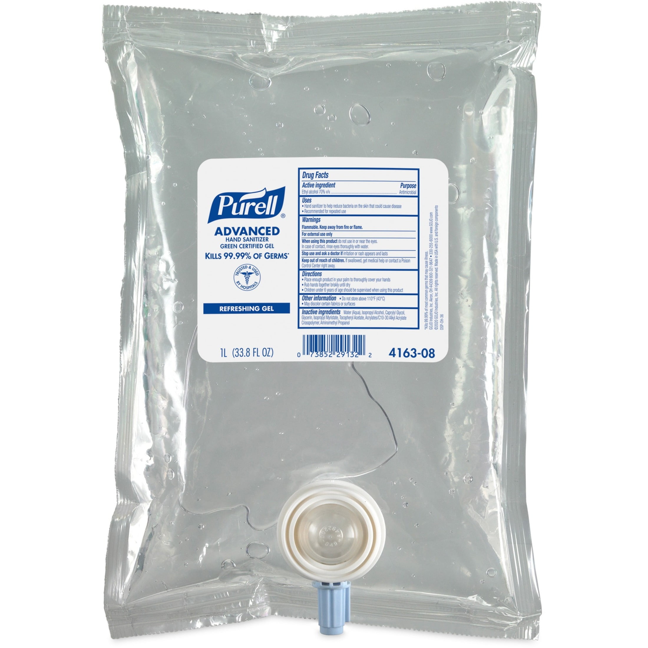 PURELL Gel Hand Sanitizer Dispenser Refill, Fragrance Free, 33.8 fl oz (1000 ml), 1 Each