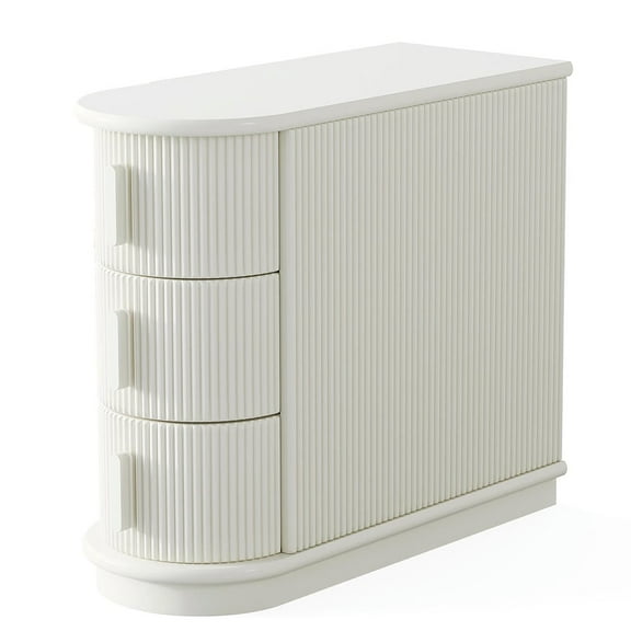 YYAo End Table, Night Stand,Solid Wood End Table, Narrow Side Table Nightstand with 3-drawer, White