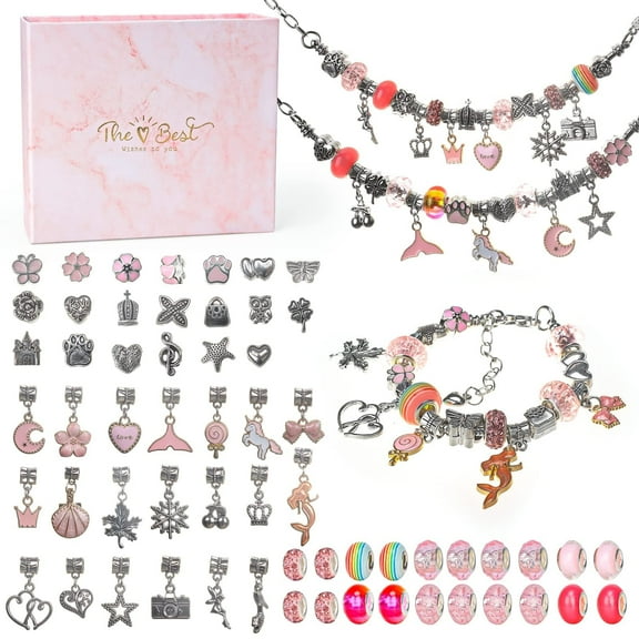 Toys for 4 5 6 Year Old Kids Girl,Jewelry Making Kit Birthday Gifts for Girls Age 7 8 9 Art and Craft DIY Charm Bracelet Kit for 8-12 Year Old Kid Crafts Set Toy Bracelet Present