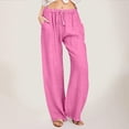 thumbnail image 2 of MNCEKFOD Women's Jeans Lightweight Wide Leg Flowy Culottes Elastic Drawstring High Waisted Baggy Classic Fit Trousers for women 2025 Pink XXL, 2 of 5