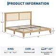 thumbnail image 3 of Rattan King Bed Frame– Platform Bed Frame with Rattan Headboard & LED Lights, Under Bed Storage, Wooden Legs Support, Noise-Free, No Box Spring Needed, 3 of 9