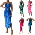 thumbnail image 2 of 2024 Women's Spring and Summer New Tube Top Slit Hemline at Hem Sleeveless Printed Fashion Dress, 2 of 9