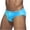 Blue, variant on Men's Shiny Low Rise Briefs Faux Leather Solid Color Underwear for Party Swim and Intimate Wear