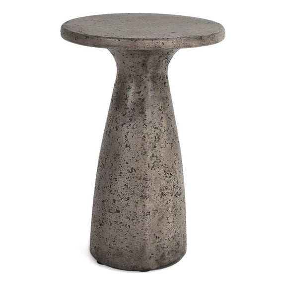 Pemberly Row 19" Concrete Stone Outdoor Accent Table in Dark Gray