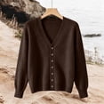 thumbnail image 4 of cocolona Womens Cardigan Sweater V Neck Long Sleeve Button Cozy Sweater Solid Color Casual LightWeight knit Cardigan, 4 of 5