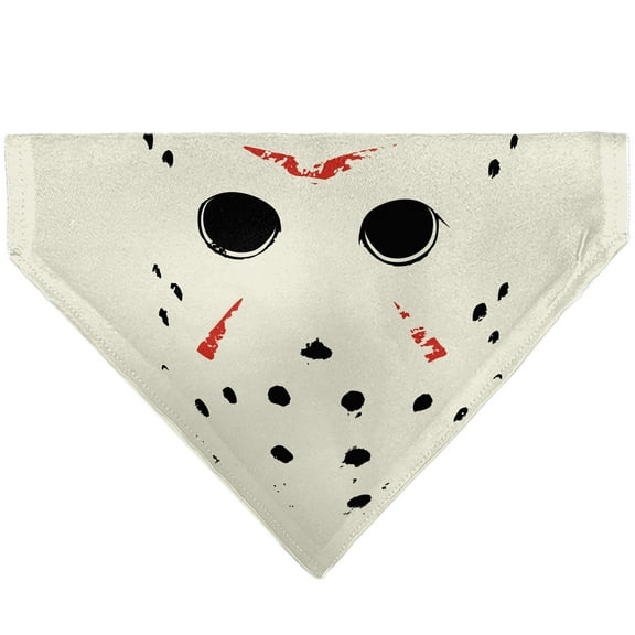 Friday the 13th Pet Bandana Friday the 13th Hockey Mask Close Up White Black Red Slip On Collar Bandana Only