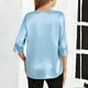 thumbnail image 4 of Top informal de poliéster con cuello en V y manga tres cuartos para niña, de color liso y a la moda para niña, 4 of 7