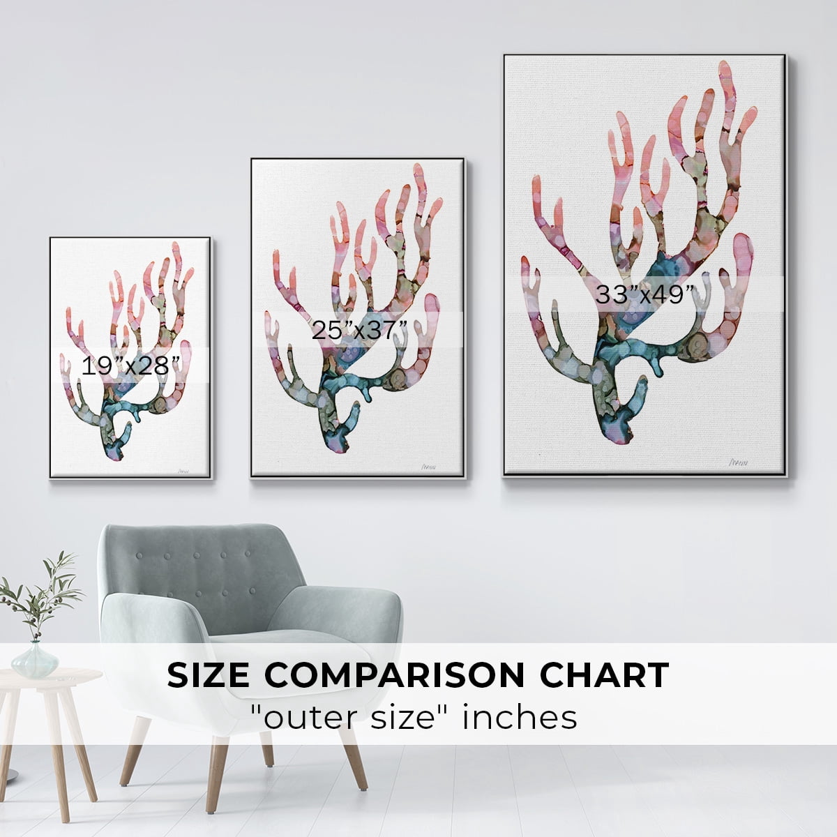 Sea Coral II Framed Premium Gallery Wrapped Canvas - Ready to Hang - 17 x 25 - White Floating Frame