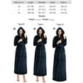 thumbnail image 2 of Women Fleece Hooded Bathrobe Soft Plush Full Length Long Spa Robe, 2 of 8