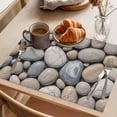 thumbnail image 3 of Pebble Stone Placemats Set of 6 Modern Minimalist Nature Art Aesthetics Place Mats Indoor Wipeable Table Mats Washable Cloth Dining Table Placemats for Kitchen Holiday Party Home Decor 13x19 Inch, 3 of 9