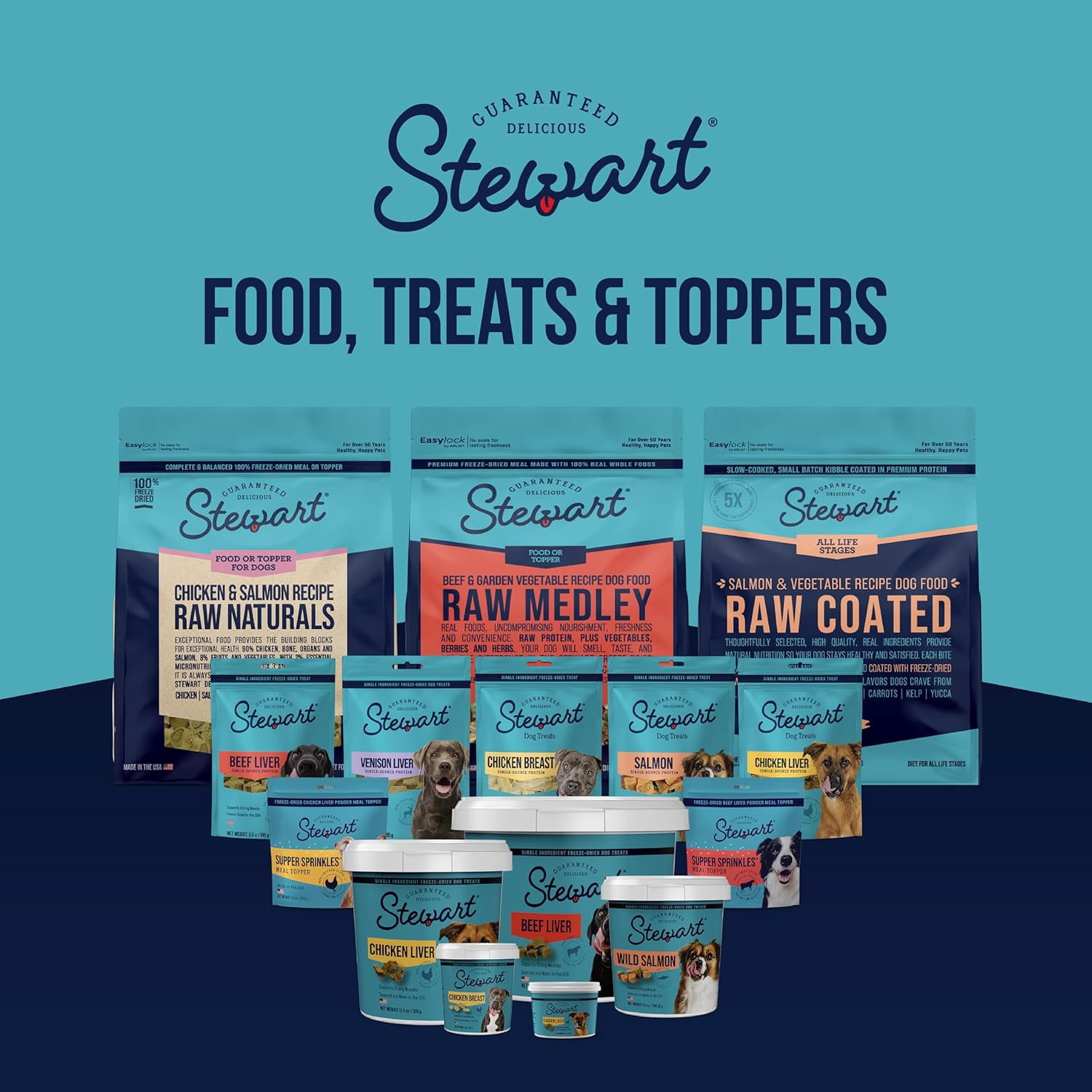 Stewart Freeze Dried Salmon Dog Treats, 9.5 oz Tub
