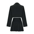 thumbnail image 6 of AINIYS Women's 2 Piece Open Front Cropped Suit Long Sleeve Blazer High Waist Solid Pleated Skirt Suit Sets Black XL, 6 of 7