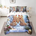 thumbnail image 3 of Manfei Xmas Initial M Letter Twin Bedding Sets 7-Piece for Teen, Happy New Year Bedding Comforter Set, Glitter Christmas Ball Reversible Sheet Sets, Ultra Soft Home Decor, 3 of 8