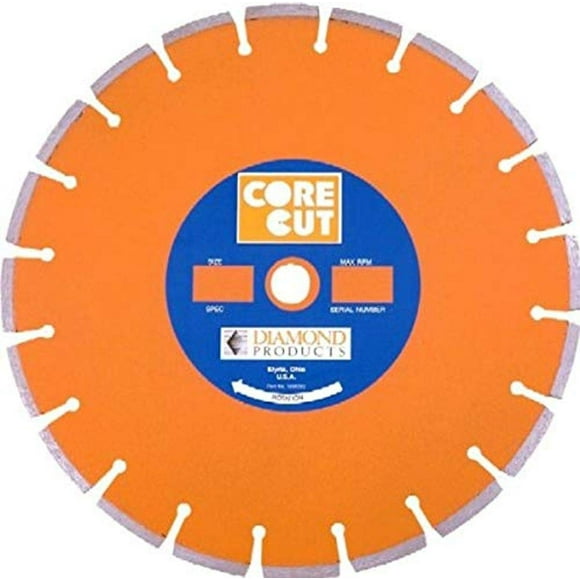 Diamond Products Lame de Maçonnerie Orange Sec Ou Humide, Coupe de Noyau 11864 14 Pouces par 0.125 par 1 Pouce