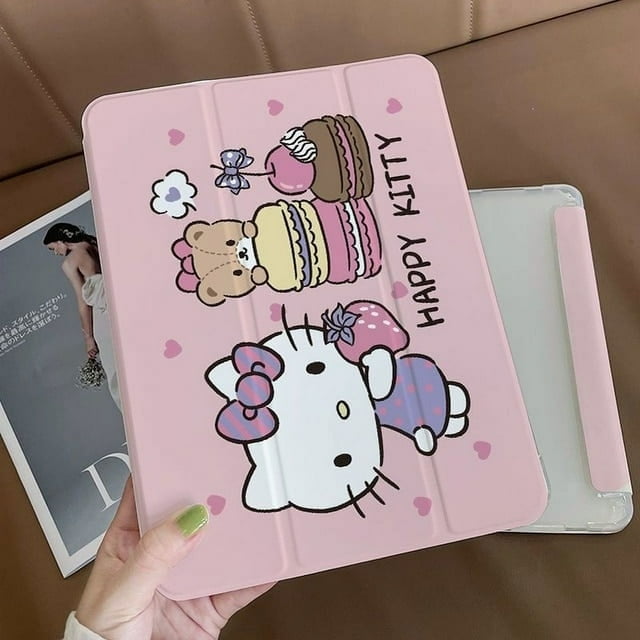Y2k Sanrio Hello Kitty IPad Pro Protective Case Mini 5 6 Three Fold Flap 9.7 10.2 12.9 11 Inch Cover Air 4 3 2 1 Shockproof Case FGS