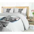 thumbnail image 5 of Ambesonne Cat Duvet Cover Sets, Animal Listening to Music, 2-Queen, Grey White, 5 of 7