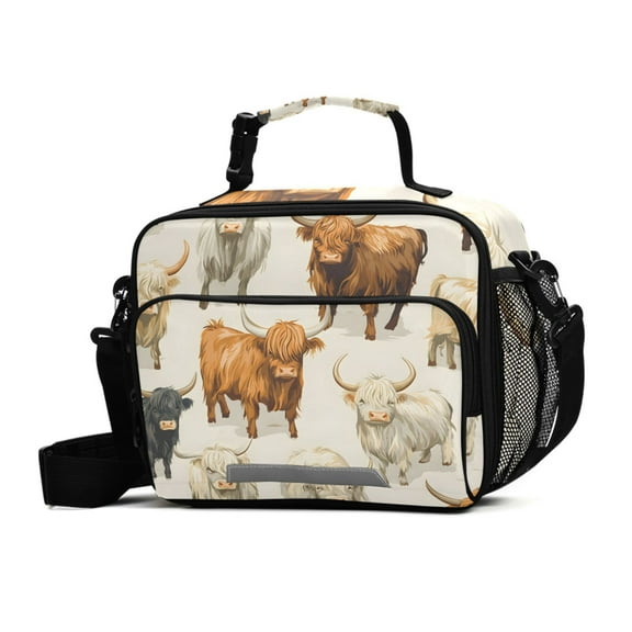ALAZA Highland Cows Lunch Box Insulated Cooler Bag Reusable Tote Bags Shoulder Strap