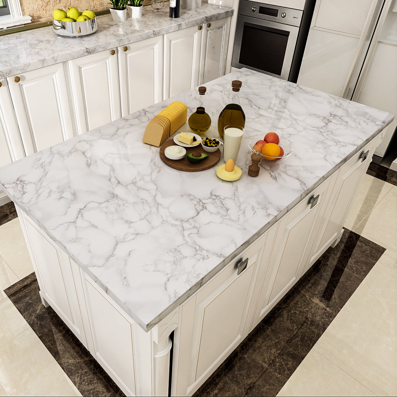 Viseeko Drawer and Shelf Liners for Kitchen Cabinets: Marble