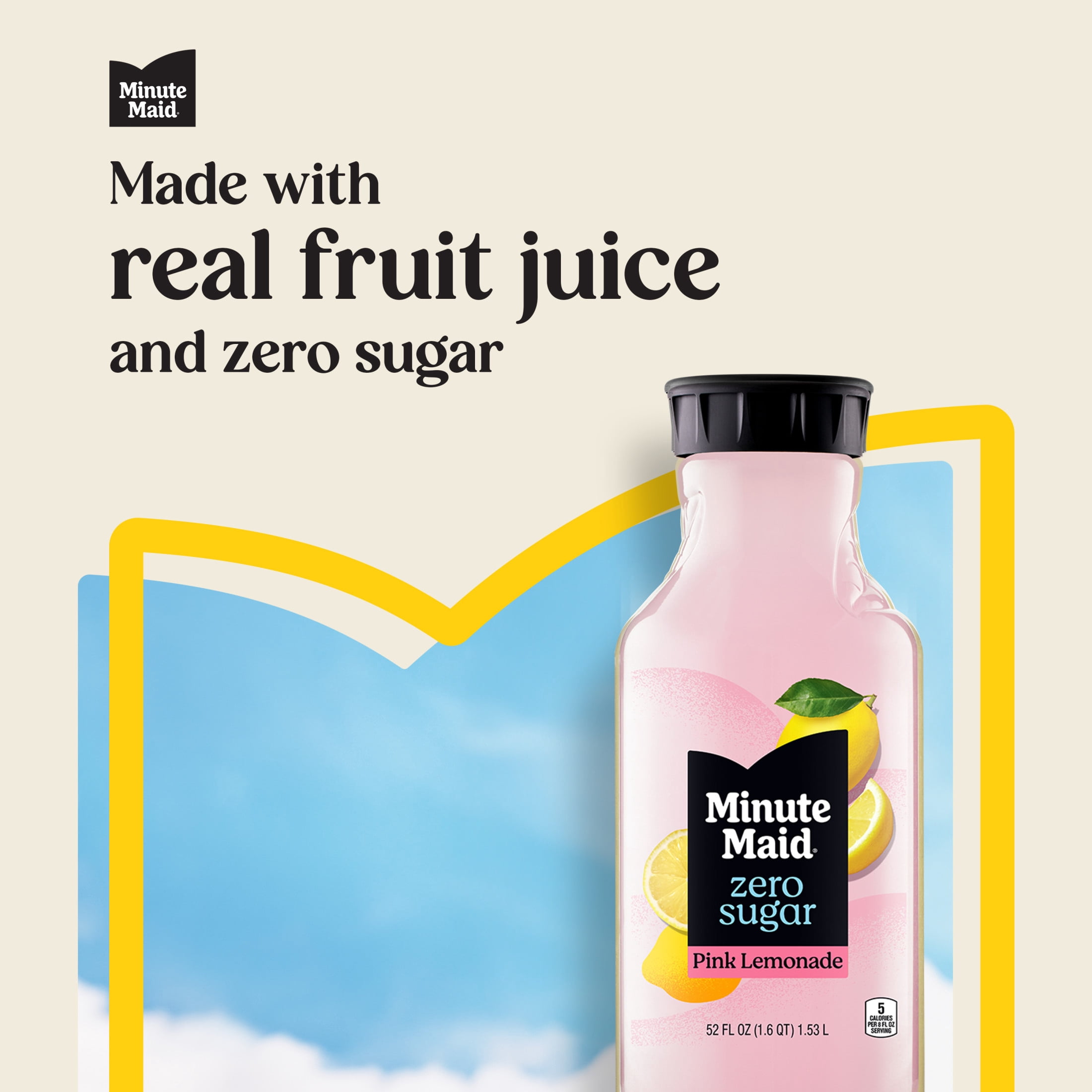 Minute Maid Zero Sugar Pink Lemonade Bottle, 52 fl oz