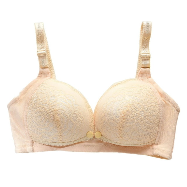 Womans Solid Color Ring Breast Feeding Comfortable Hollow Out Perspective Bra Underwear