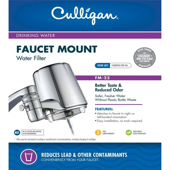 Culligan FM-25 Chrome Faucet Mount With Advanced Water Filtration