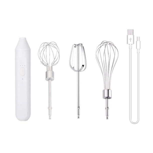 Naiovety Batidor de huevos eléctrico con 3 cabezas de mano té café leche hogar acero inoxidable capuchino crema mezclador bebida licuadora Electrodomésticos Blanco