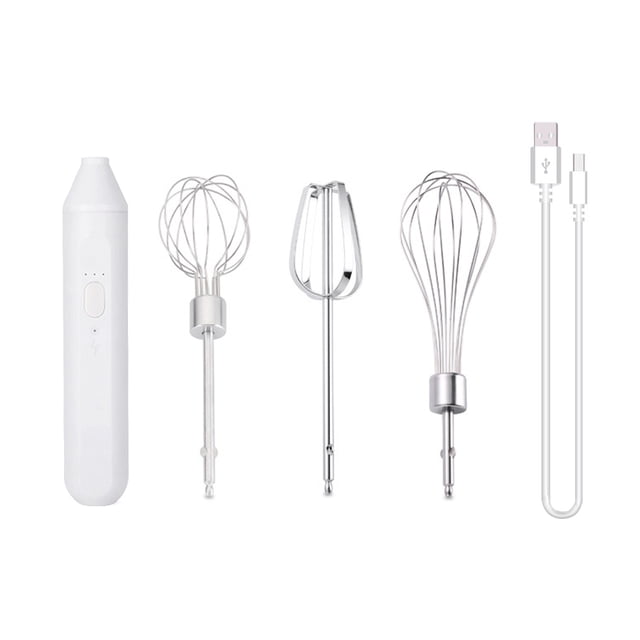 Naiovety Batidor de huevos eléctrico con 3 cabezas de mano té café leche hogar acero inoxidable capuchino crema mezclador bebida licuadora Electrodomésticos Blanco