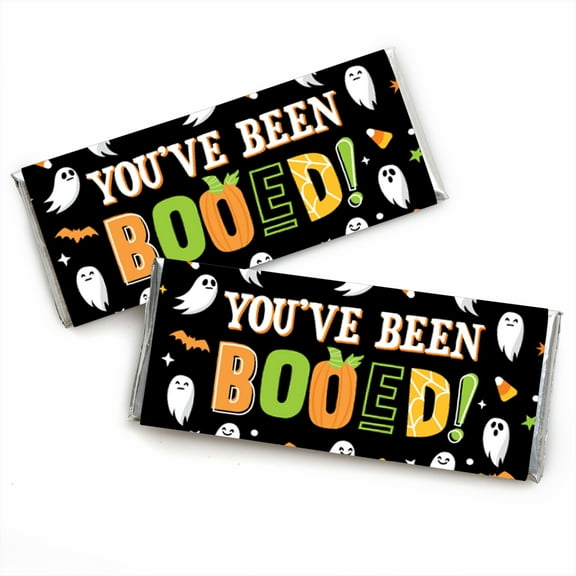 Big Dot of Happiness You've Been Booed - Candy Bar Wrapper Ghost Halloween Party Favors - Set of 24