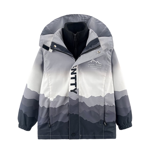 XASZHN Veste Utilitaire Vintage Décontractée pour Enfants Mode Hiver Tendance Col Gris 4-5 Ans